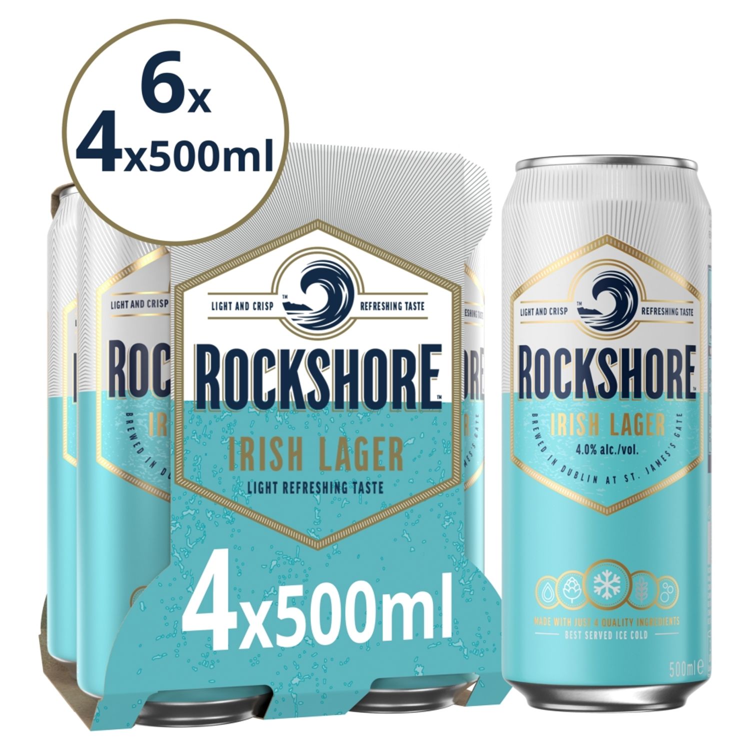 Irish Lager Beer Can 4 X 0.500l Rockshore